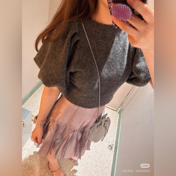 Snidel Women's Cropped Knit Pullover with Design Sleeves - Picture 11 of 11